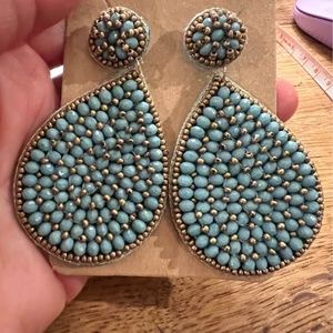 Fun Lightweight Beaded Turquoise blue colored statement Earrings - New